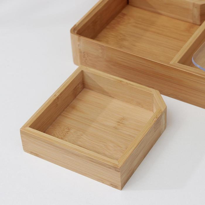 Ящик для хранения Доляна Striata, 28×28×7 см, бамбук Ящик для хранения Доляна Striata, 28×28×7 см, бамбук