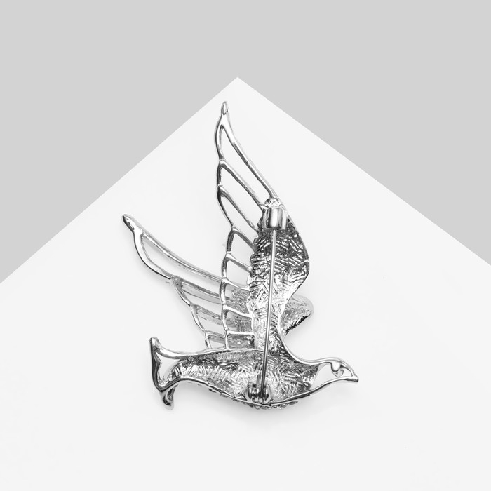 Брошь «Птица», цвет белый в серебре Брошь «Птица», цвет белый в серебре