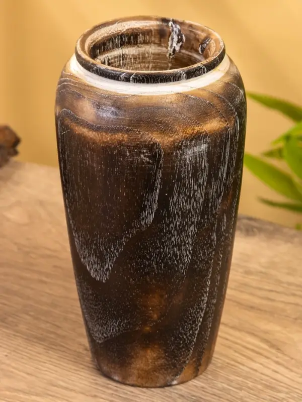 Подсвечник из дерева джати, d=7 см, 12&times;12&times;23 см, тёмно-коричневый