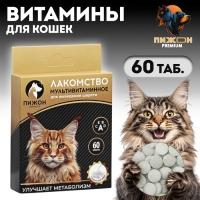 Лакомство для кошек "Пижон" выведение шерсти мультивитаминное , 60 таб