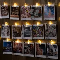 Гирлянда &laquo;Нить&raquo; 2 м роса с насадками &laquo;Прищепки&raquo;, IP20, серебристая нить, 20 LED, свечение тёплое белое, ААх2