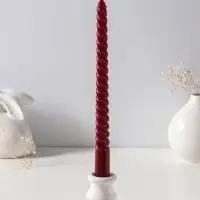 Набор свечей витых 25 см, 2 шт., 57 г, 5 ч, бордовый