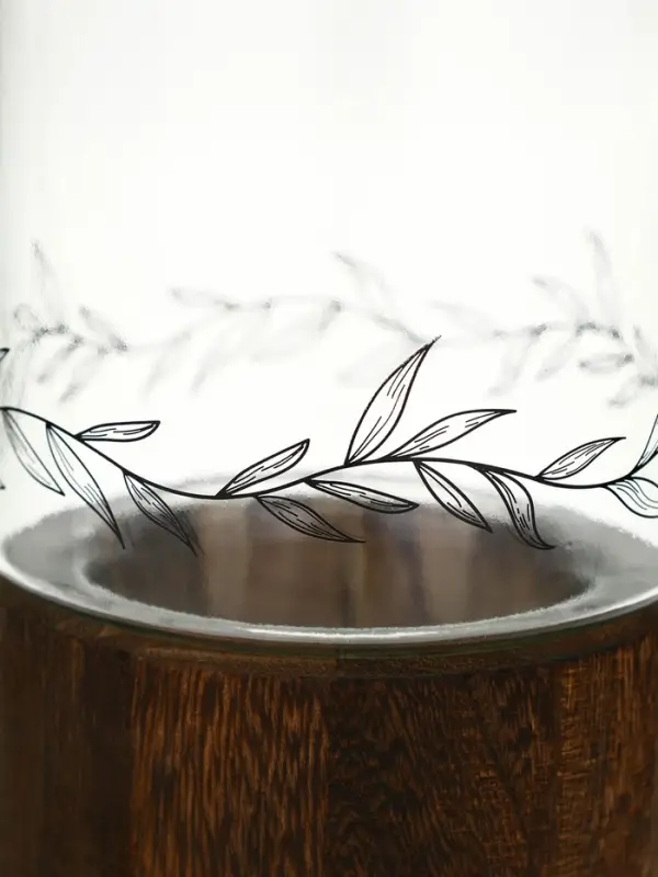 Ваза для цветов стеклянная с деревянной подставкой, 25.5&times;10 см, 1.25 литра