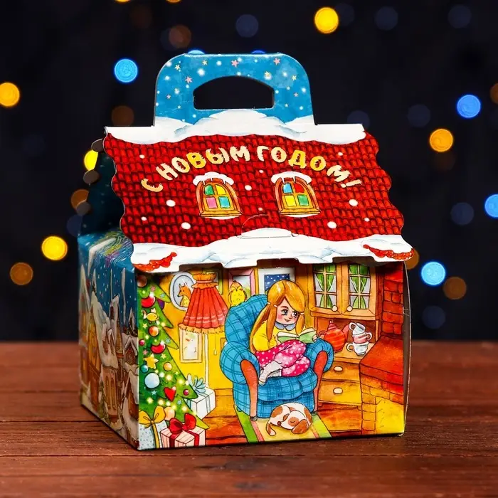 Подарочная коробка «Новогодняя Акварель», упаковка, 12×12×16.8 см