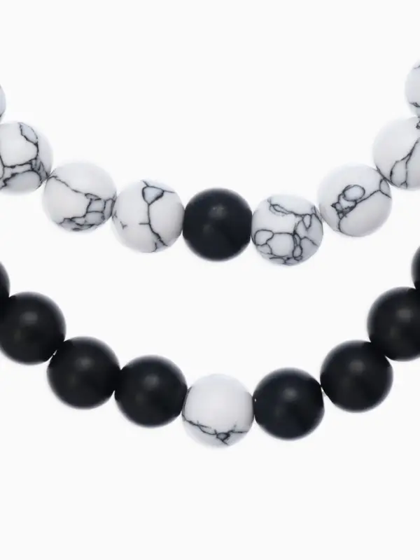 Набор браслетов 2 шт. шар №8 &laquo;Агат&raquo;, чёрно-белый