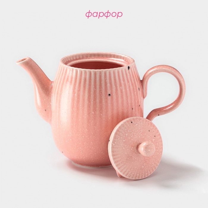 Заварочный чайник Доляна «Коралл», 600 мл, фарфор, розовый Заварочный чайник Доляна «Коралл», 600 мл, фарфор, розовый