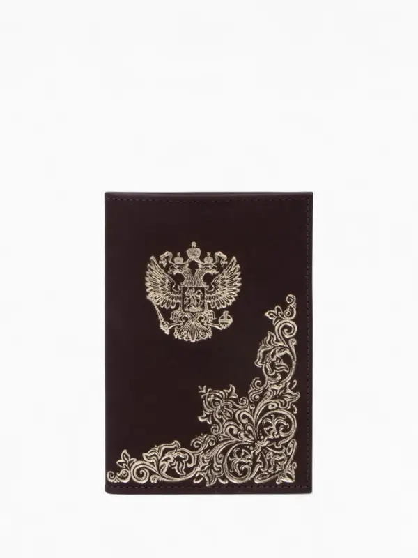 Обложка для паспорта, натуральная кожа, коричневая