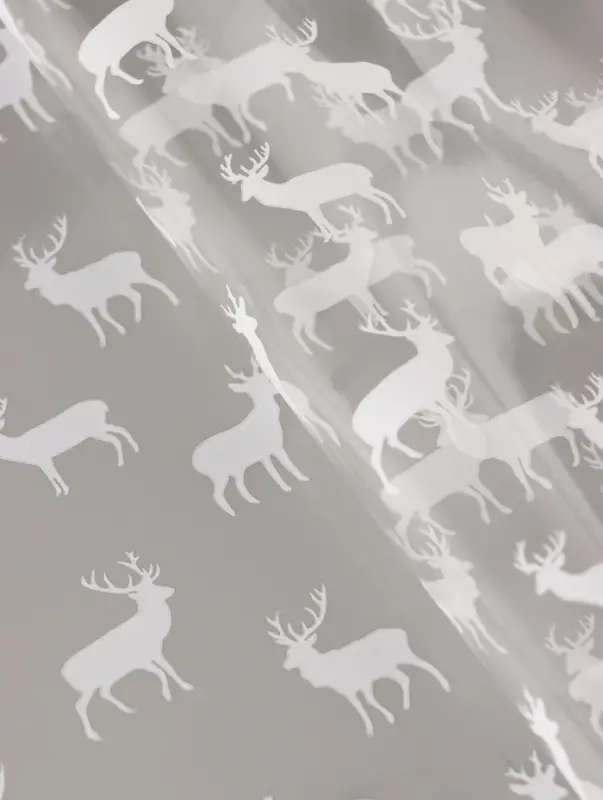 Пленка новогодняя глянцевая &laquo;Северные олени&raquo;, прозрачная, белый, 0.7&times;7.5 м, 40 мкм, 200 г