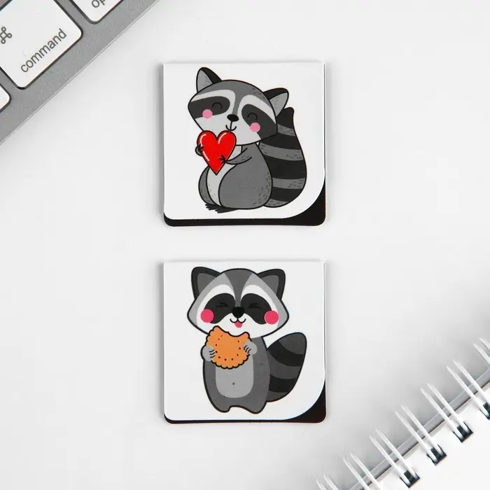 Закладки магнитные для книг, 2 шт. «Енот» Закладки магнитные для книг, 2 шт. «Енот»