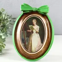 Фоторамка полистоун 14х18,5 см "Зелёный бант" под дерево 22,5х17х3 см