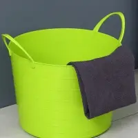 Корзина для белья мягкая, 17 л, d=33 см, h=24.5 см, ярко-зелёная