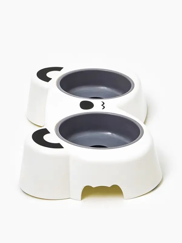 Миска пластиковая двойная "Панда" 2 х 160 мл, серая