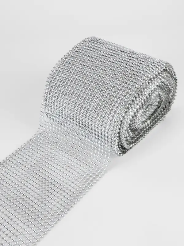 Лента с имитацией выпуклых страз, 11.5 см, 9&plusmn;1 м, цвет серебряный