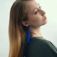 Серьги &laquo;Кисти&raquo;, гармония, синие, L, кистей, 10.5 см