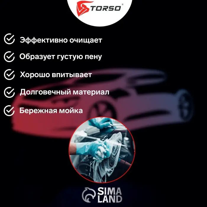 Губка автомобильная TORSO поролоновая, 175&times;90&times;60 мм, МИКС