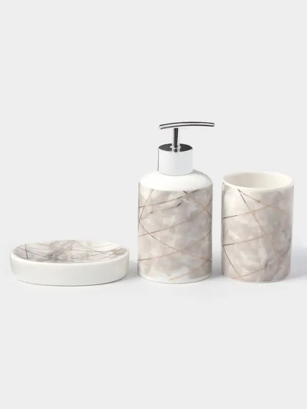 Набор аксессуаров для ванной комнаты Доляна &laquo;Розовое золото&raquo;, 3 предмета, мыльница, дозатор для мыла 350 мл, стакан 300 мл