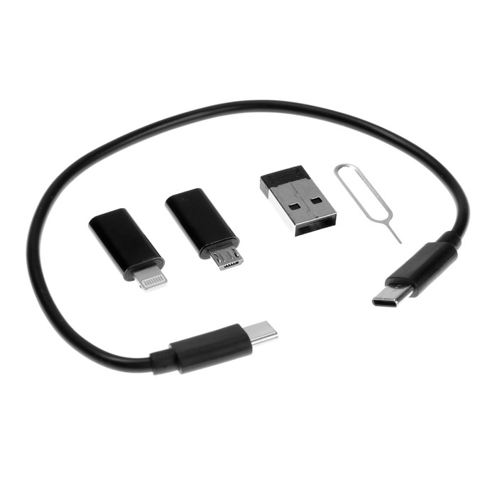 Набор для зарядки 5 в 1, кабель Type-C/Type-C, адаптеры Type-C/MicroUsb, Type-C/lightning Набор для зарядки 5 в 1, кабель Type-C/Type-C, адаптеры Type-C/MicroUsb, Type-C/lightning