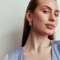 Серьги металл &laquo;Цветы половинки&raquo;, цвет золото