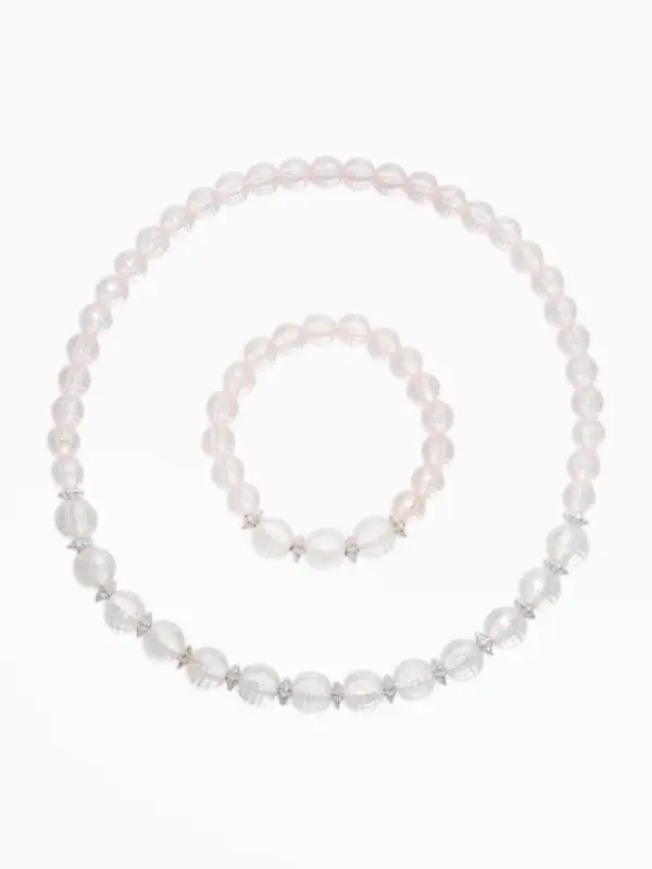 Набор детских украшений &laquo;Выбражулька. Кристалл&raquo;, 2 предмета: бусы 35 см, браслет, d=6 см, прозрачный