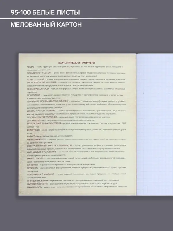 Предметная тетрадь по географии Calligrata &laquo;Мрамор светлый&raquo;, 48 листов, в клетку, со справочным материалом, обложка из мелованного картона