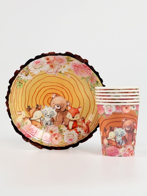 Набор бумажной посуды Набор бумажной посуды "Зверюшки", набор 12 шт.