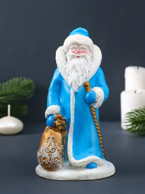 Свеча фигурная "Дед Мороз" 8,5х7х15,5 см, цв. голубой