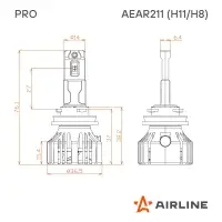 Лампа светодиод. H11/H8 PRO, 50Вт, 9200Лм (4600Лм x 2), 6000К, 12/24В, кмпл. 2 шт.