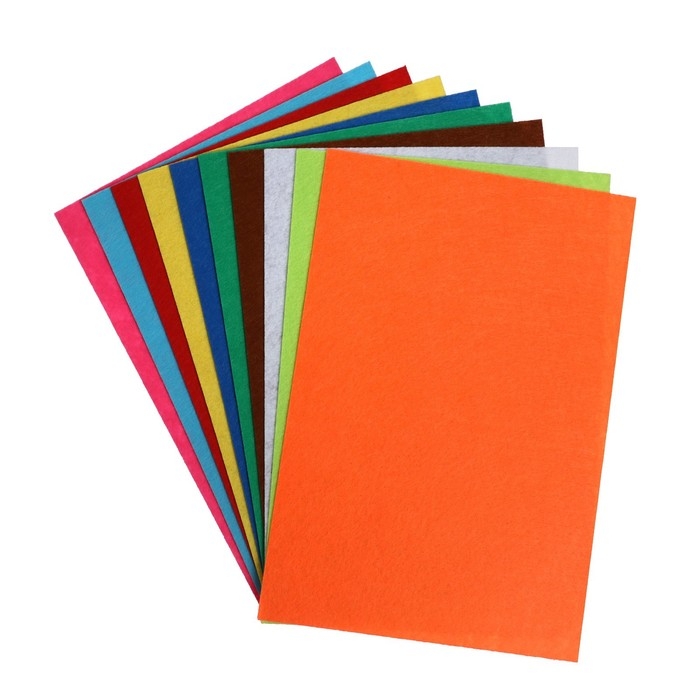 Фетр цветной жесткий A4 deVENTE. Яркие цвета Фетр цветной жесткий A4 deVENTE. Яркие цвета" 10 цветов, 10 листов, толщина 2,0 мм