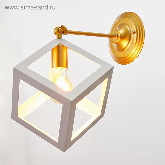 Бра  Бра "Куб" 1хE27 40Вт белый-золото 22х28х30 см
