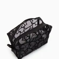 Косметичка квадратная Black beauty, с рисунком, на молнии, чёрная