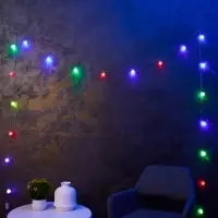 Гирлянда &laquo;Нить&raquo; 5 м с насадками &laquo;Шарики акриловые&raquo;, IP20, прозрачная нить, 20 LED, свечение мульти (RG/RB), мигание, 220 В