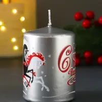Свеча новогодняя пеньковая "С Новым годом!" 6х6х8 см
