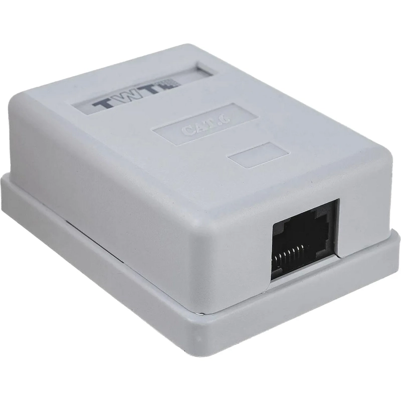 Розетка настенная TWT TWT-SM1-45/6-WH, 1 порт RJ-45 категории 6, UTP, белая