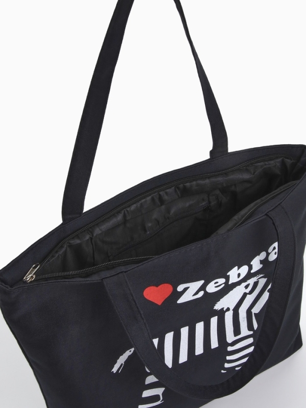 Шопер Зебра, 42*9*32, отдел на молнии, подклад, черный/белый Шопер Зебра, 42*9*32, отдел на молнии, подклад, черный/белый