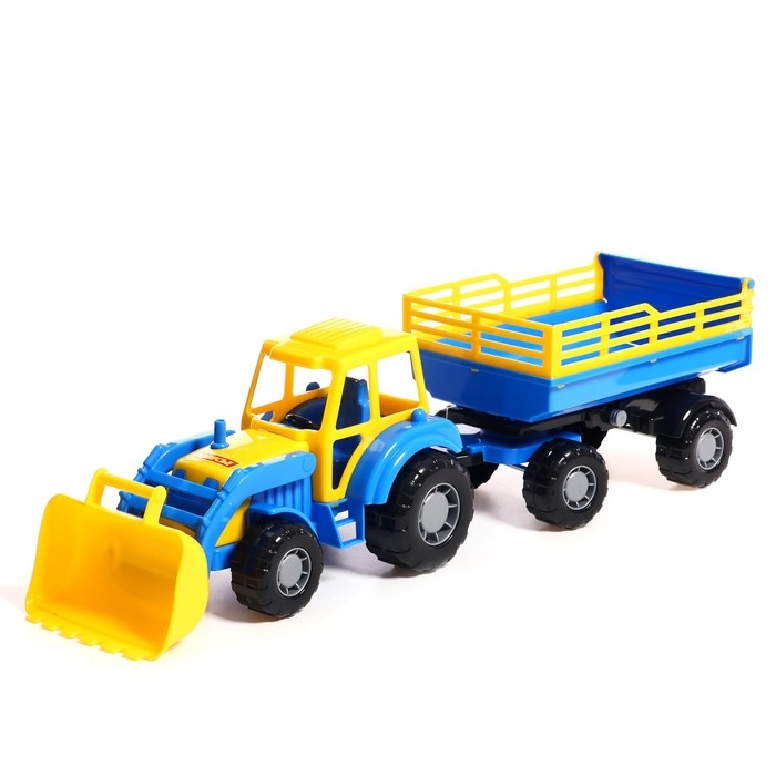 Трактор с прицепом №2 и ковшом «Мастер», цвета МИКС Трактор с прицепом №2 и ковшом «Мастер», цвета МИКС