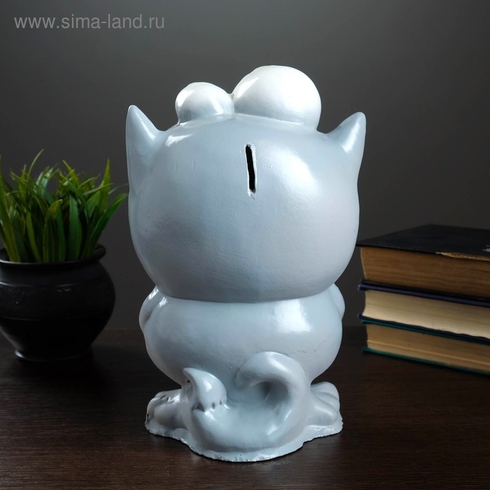 Копилка Копилка "Кот с рыбкой" серый, 16х14х25,5см МИКС