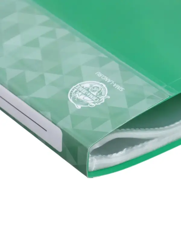 Папка с 60 вкладышами А4, 500 мкм, Calligrata, карман на корешке, зелёная