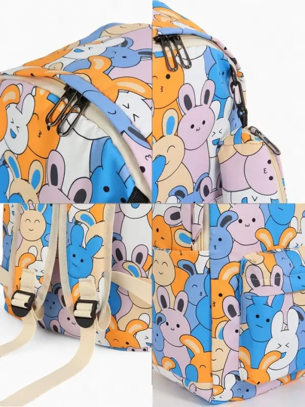 Рюкзак школьный &laquo;Зайки&raquo;, с пеналом, 29&times;12&times;41 см, разноцветный