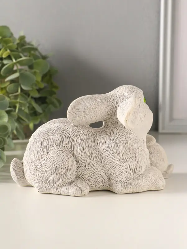 Статуэтка "Кролики пасхальные" 10х10х18 см, серый