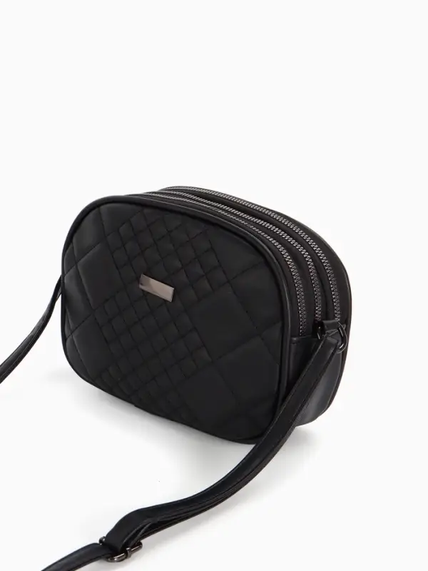 Сумка женская кросс-боди на молнии, 19&times;7&times;15 см, в клетку, чёрная