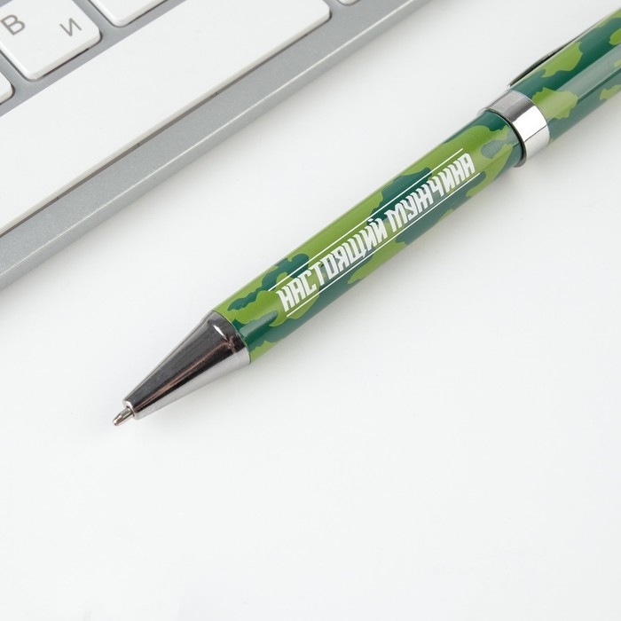 Ручка подарочная в открытке «Настоящему герою. 23 февраля», металл, синяя паста Ручка подарочная в открытке «Настоящему герою. 23 февраля», металл, синяя паста