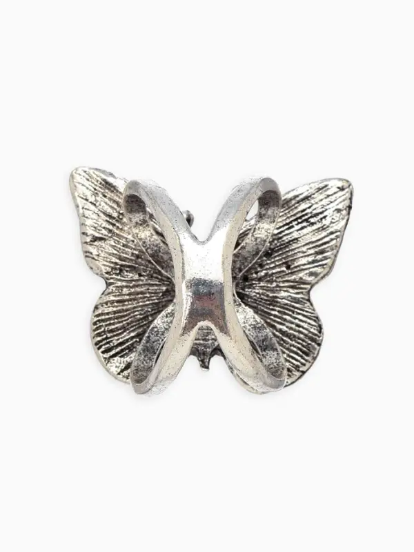 Кольцо для платка Кольцо для платка "Бабочка", цвет белый в чернёном серебре