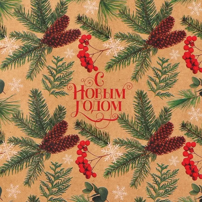 Бумага упаковочная крафтовая «Зимние истории», 50×70 см