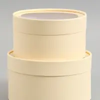 Набор подарочных коробок 2 в 1 круглых, сливочная, с окном, 21&times;11 - 18&times;10 см