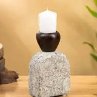 Подсвечник "Каменный факел" камень, дерево 8х5х15 см Подсвечник "Каменный факел" камень, дерево 8х5х15 см