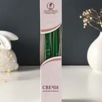 Набор свечей античных, 2.3&times;24.5 см, 5 ч, 55 г, 2 шт., тёмно-зелёный