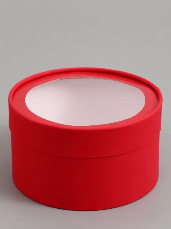 Набор подарочных коробок 2 в 1 круглых, красная, с окном, 21&times;11 - 18&times;10 см