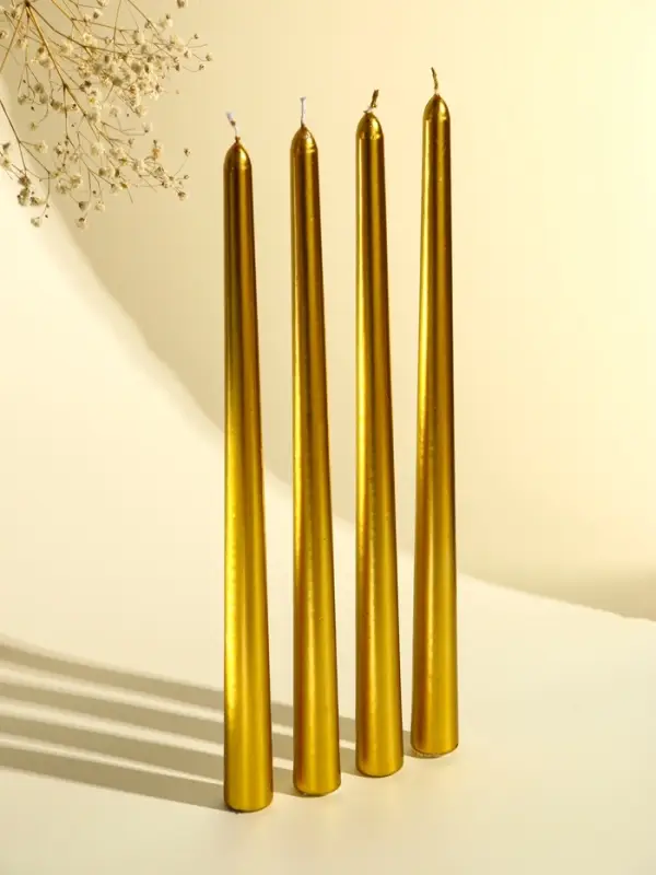 Набор свечей античных, 2.2&times;30 см, 4 шт., золотой металлик