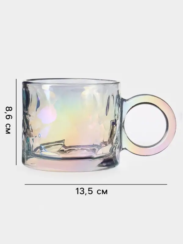 Кружка Доляна &laquo;Крис&raquo;, 300 мл, 13.5&times;8.6 см, стекло, перламутр