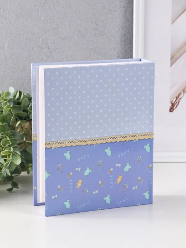 Фотоальбом 200 фото 10X15см,"Три пуговки", голубой, ПП карм.